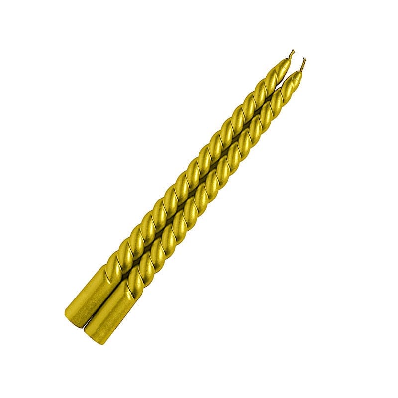 12 Spiral 11" Long Unscented Premium Wax Taper Candles CAND_TP08_GOLD