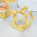 12 Square 3.5" Plastic Dessert Gift Boxes with Ribbon Tie- Clear and Gold BOX_4X4_CAKE07_CLRGD