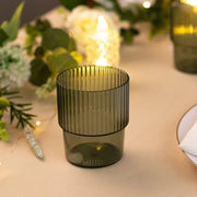 12 Stackable Ribbed Reusable Plastic Cups