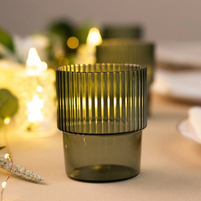 12 Stackable Ribbed Reusable Plastic Cups