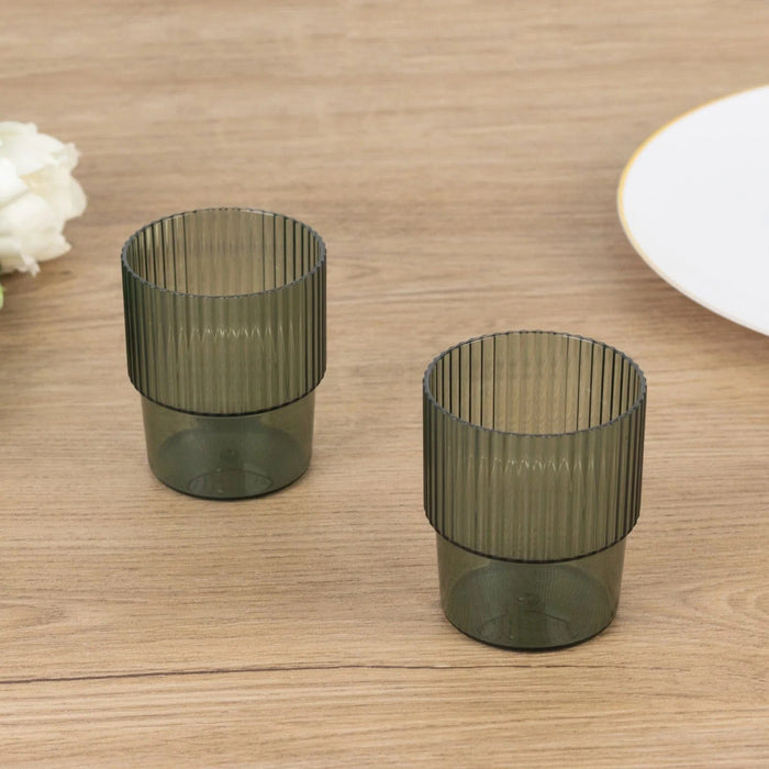 12 Stackable Ribbed Reusable Plastic Cups