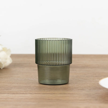 12 Stackable Ribbed Reusable Plastic Cups