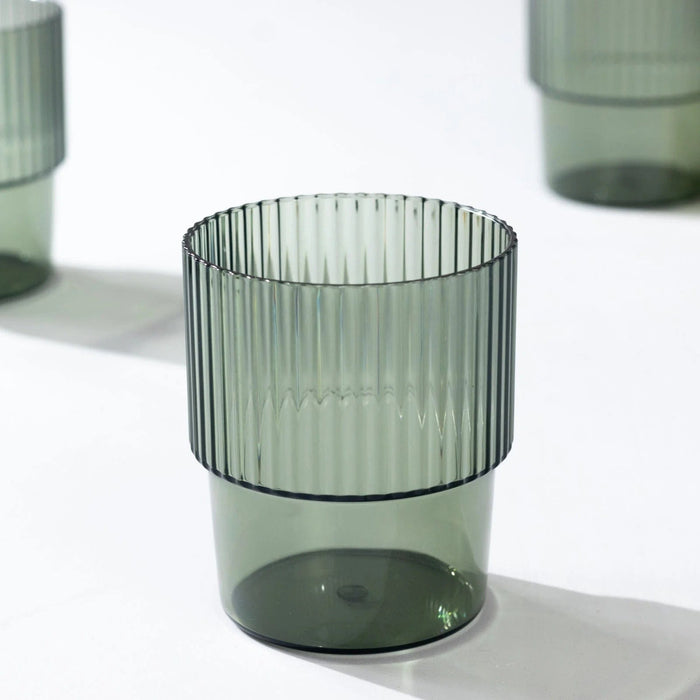 12 Stackable Ribbed Reusable Plastic Cups