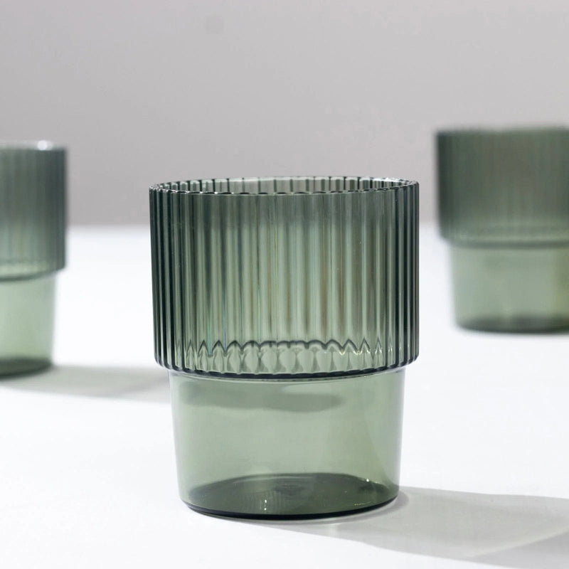 12 Stackable Ribbed Reusable Plastic Cups