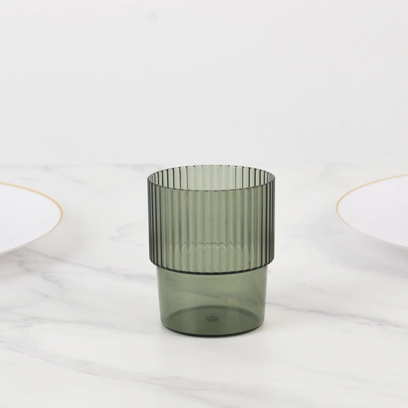 12 Stackable Ribbed Reusable Plastic Cups