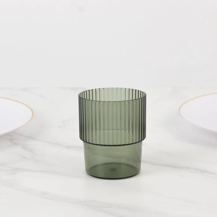 12 Stackable Ribbed Reusable Plastic Cups