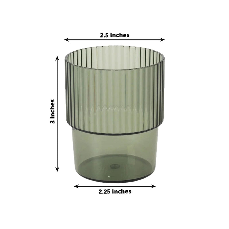 12 Stackable Ribbed Reusable Plastic Cups