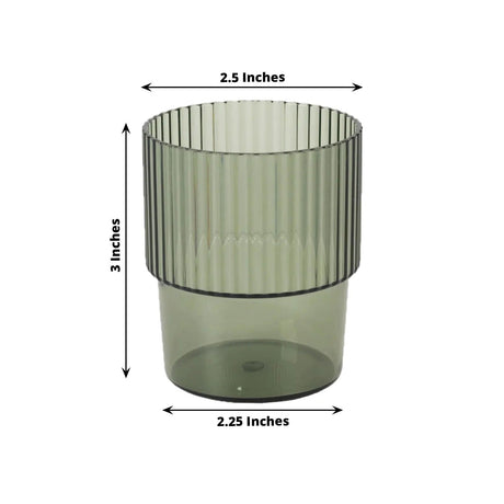 12 Stackable Ribbed Reusable Plastic Cups