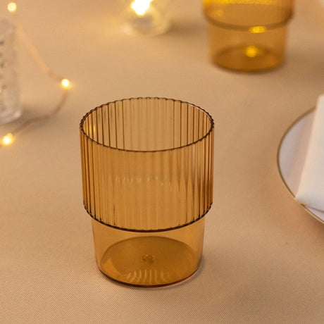 12 Stackable Ribbed Reusable Plastic Cups