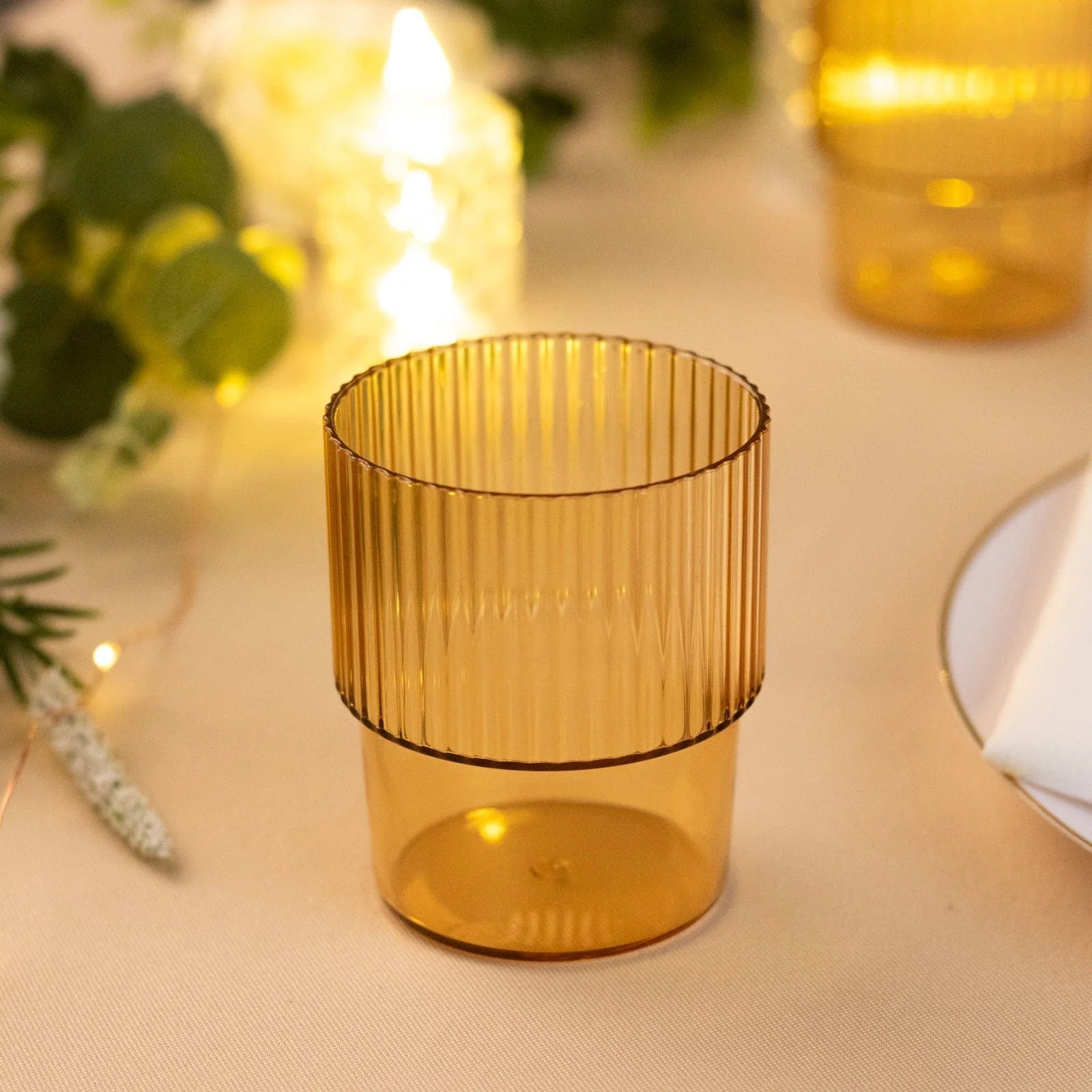 12 Stackable Ribbed Reusable Plastic Cups