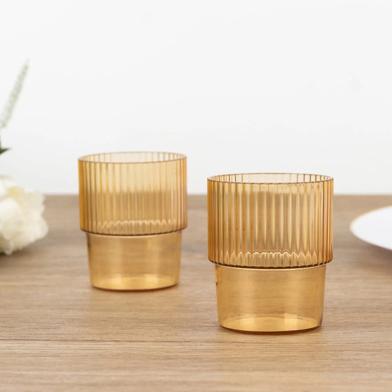 12 Stackable Ribbed Reusable Plastic Cups