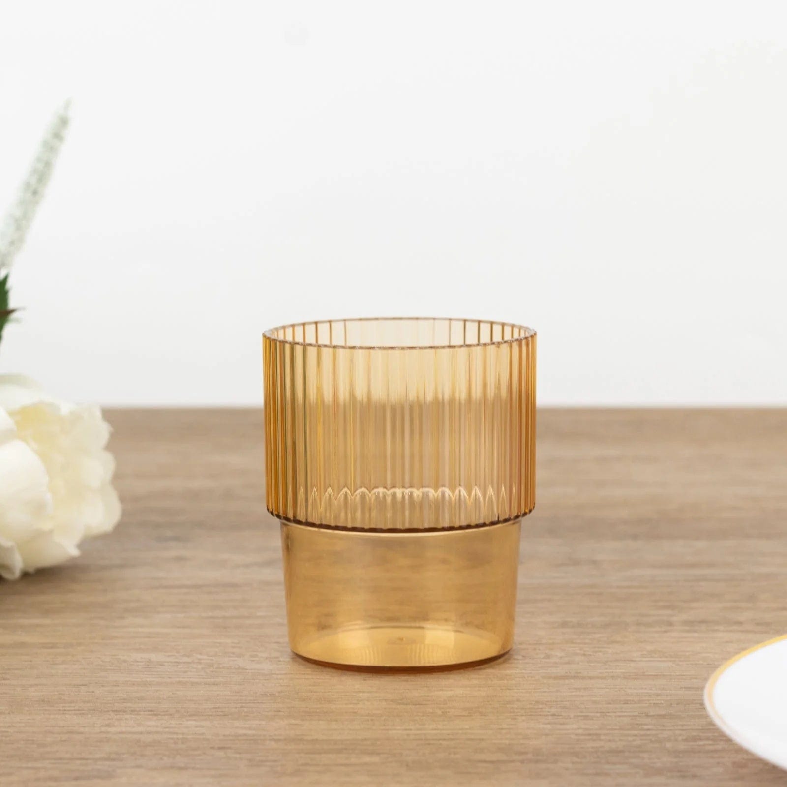 12 Stackable Ribbed Reusable Plastic Cups