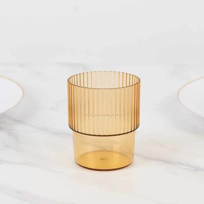 12 Stackable Ribbed Reusable Plastic Cups