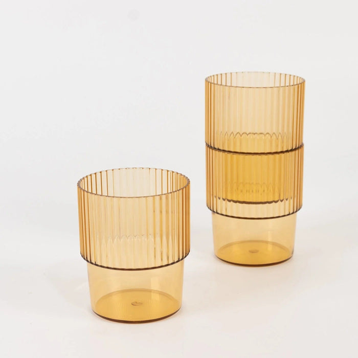 12 Stackable Ribbed Reusable Plastic Cups