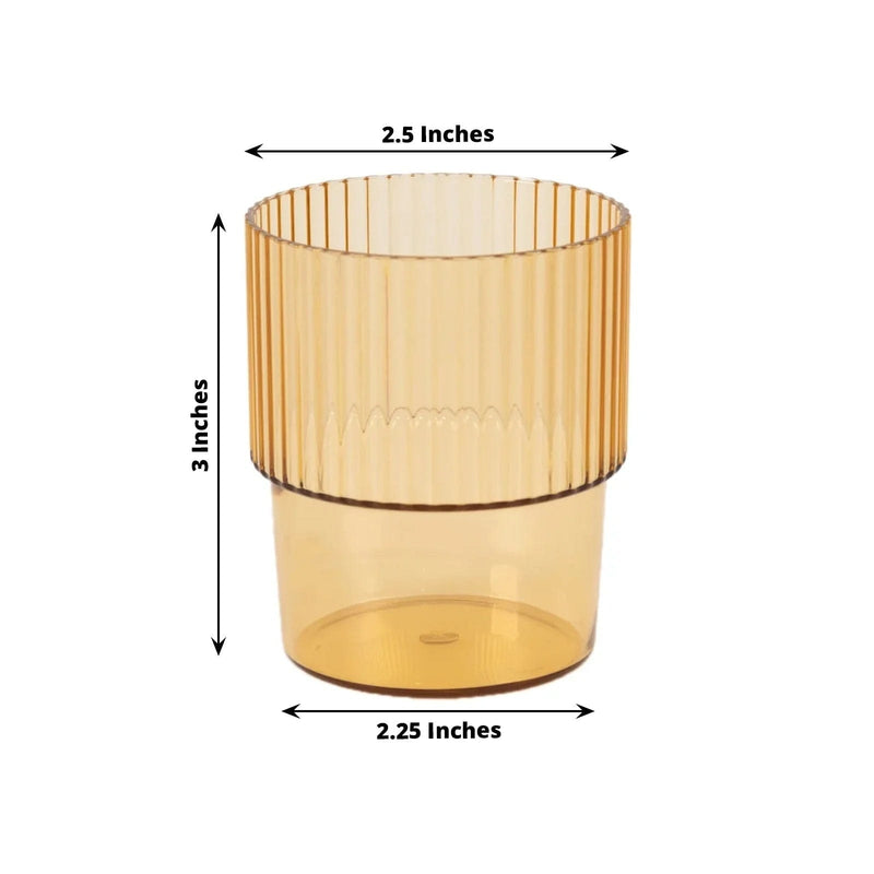 12 Stackable Ribbed Reusable Plastic Cups