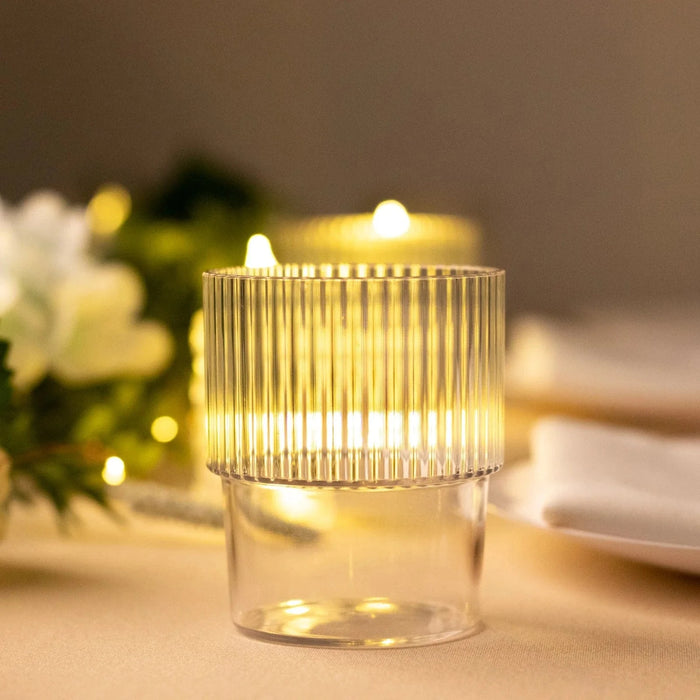 12 Stackable Ribbed Reusable Plastic Cups