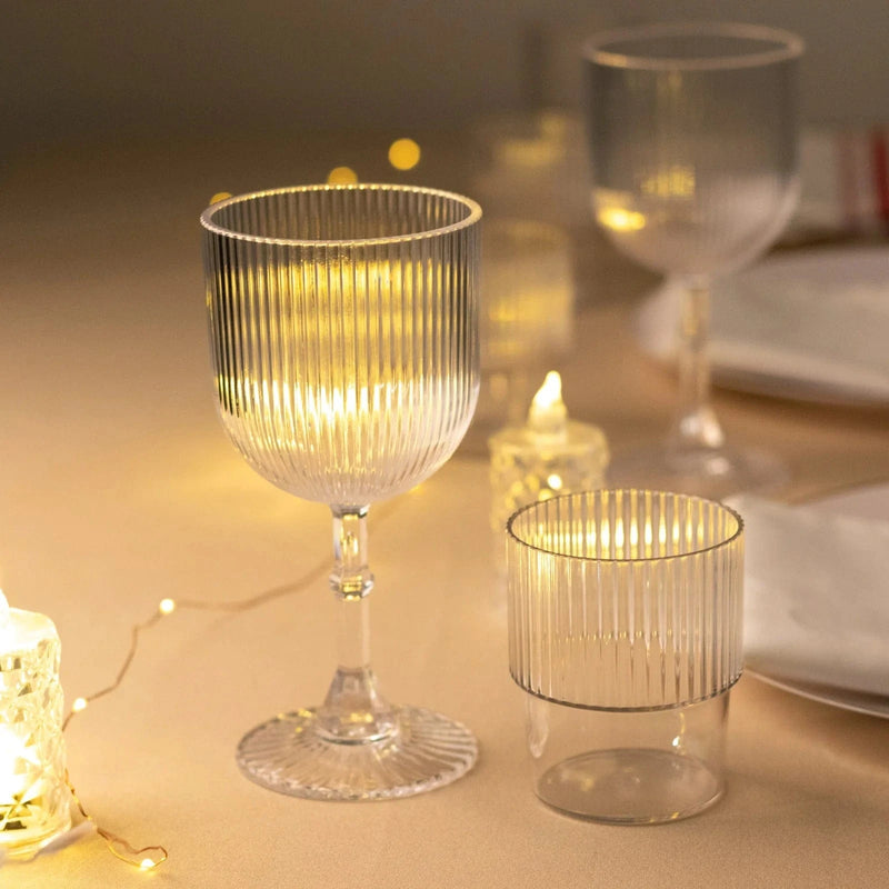 12 Stackable Ribbed Reusable Plastic Cups