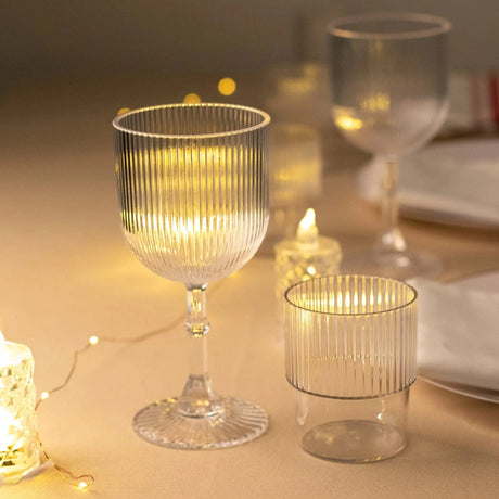 12 Stackable Ribbed Reusable Plastic Cups