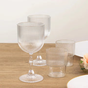 12 Stackable Ribbed Reusable Plastic Cups