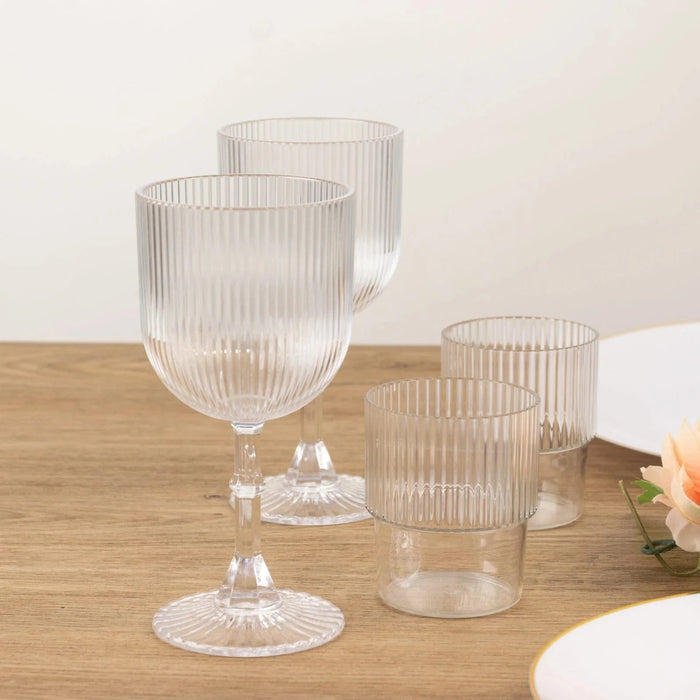 12 Stackable Ribbed Reusable Plastic Cups