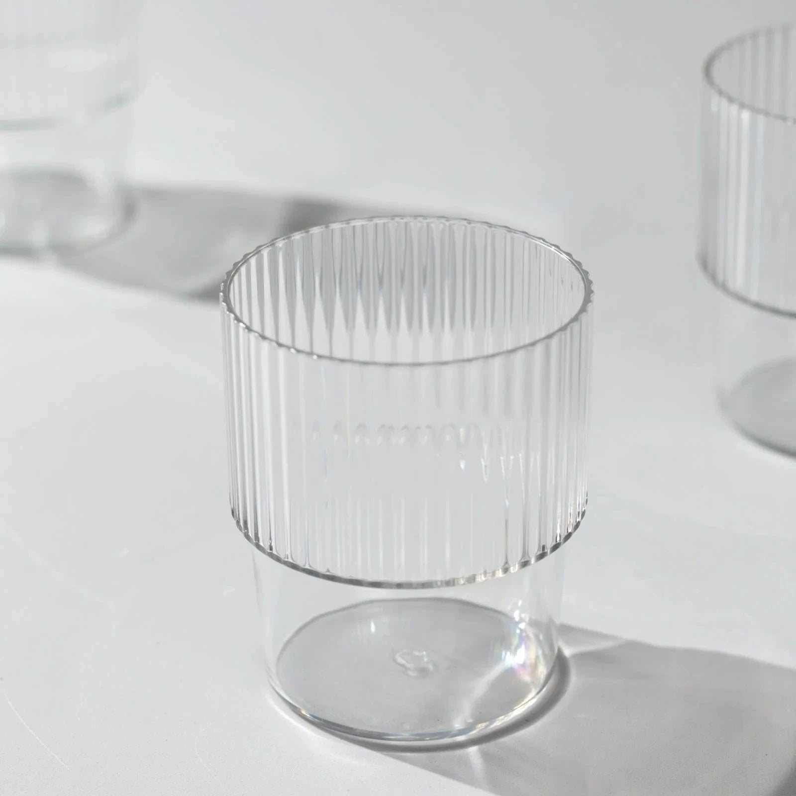 12 Stackable Ribbed Reusable Plastic Cups