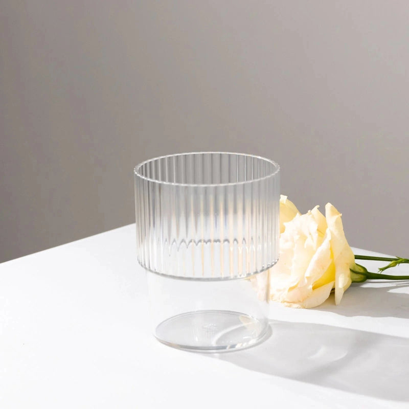 12 Stackable Ribbed Reusable Plastic Cups