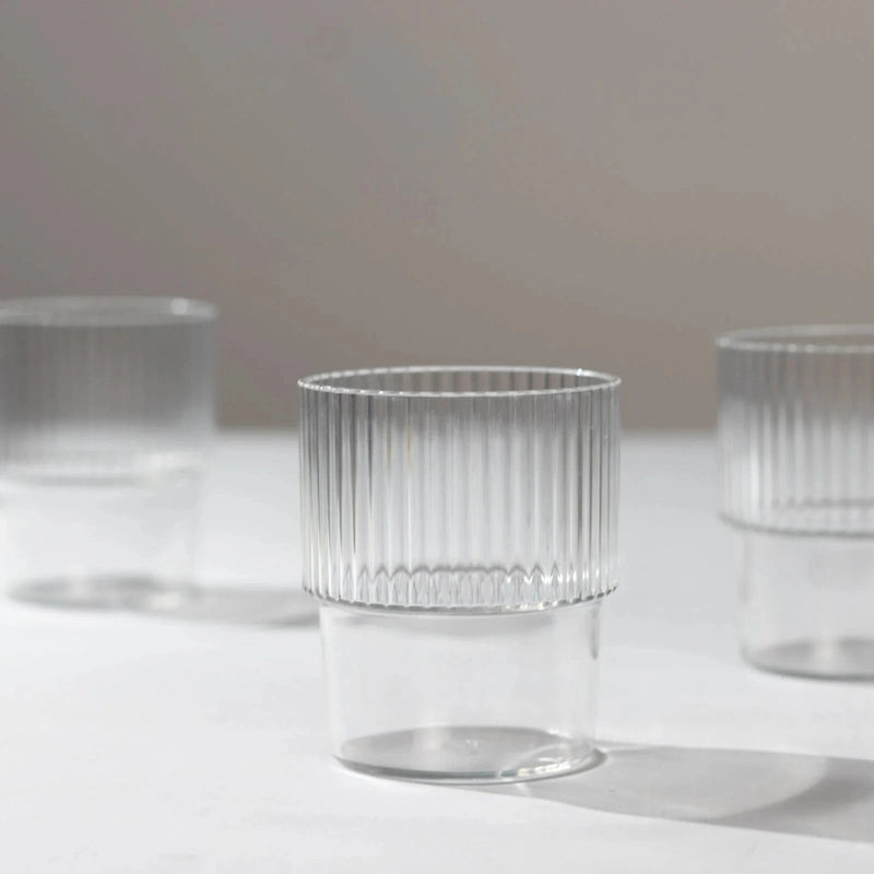 12 Stackable Ribbed Reusable Plastic Cups