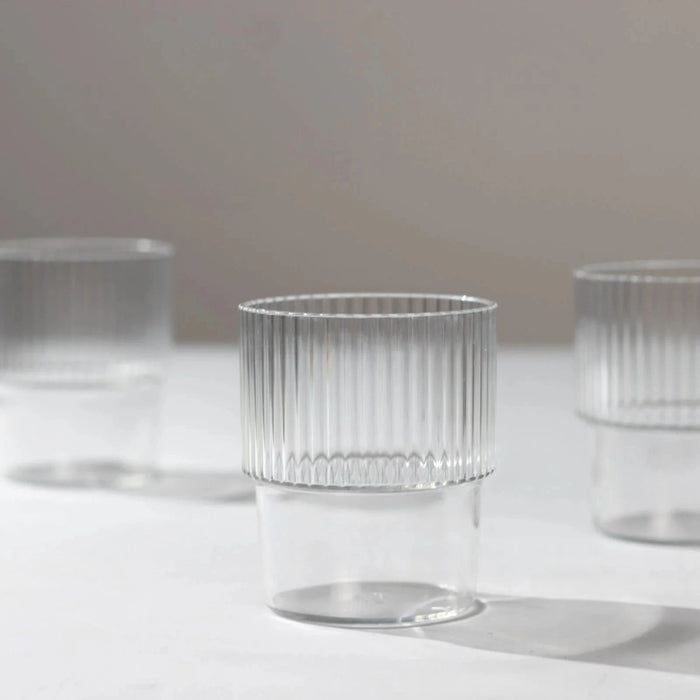 12 Stackable Ribbed Reusable Plastic Cups