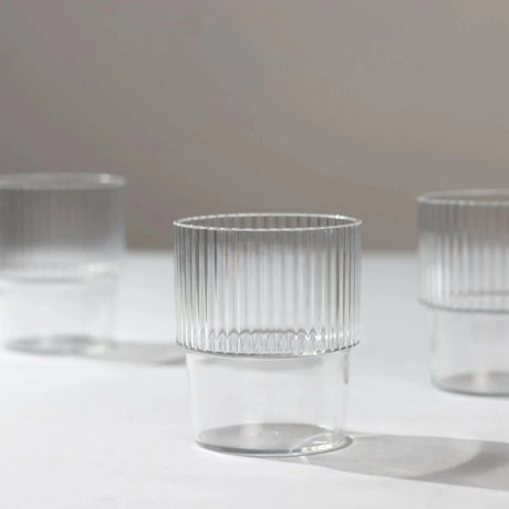 12 Stackable Ribbed Reusable Plastic Cups