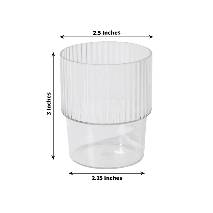 12 Stackable Ribbed Reusable Plastic Cups