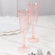 12 Stylish Glitter Plastic Champagne Flute Glasses - 6 oz - Disposable Tableware
