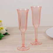 12 Stylish Glitter Plastic Champagne Flute Glasses - 6 oz - Disposable Tableware