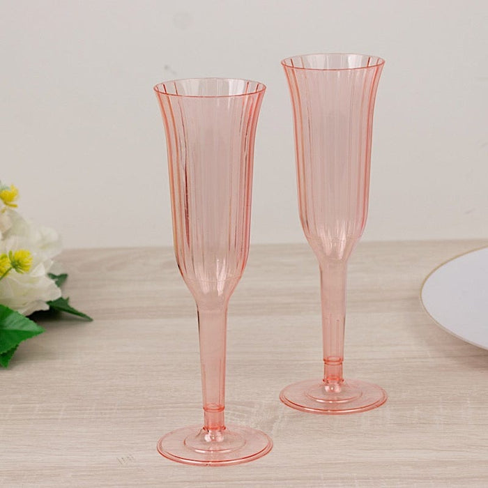 12 Stylish Glitter Plastic Champagne Flute Glasses - 6 oz - Disposable Tableware