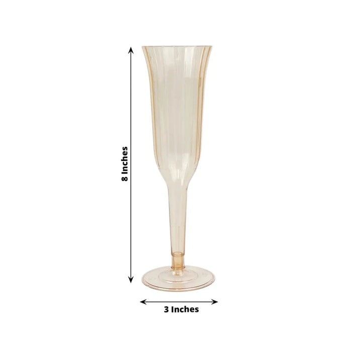 12 Stylish Glitter Plastic Champagne Flute Glasses - 6 oz - Disposable Tableware