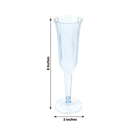 12 Stylish Glitter Plastic Champagne Flute Glasses - 6 oz - Disposable Tableware