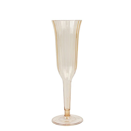 12 Stylish Glitter Plastic Champagne Flute Glasses - 6 oz - Disposable Tableware PLST_CC22_AMB