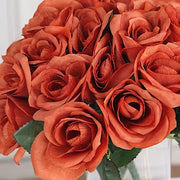 12" tall Velvet Roses Artificial Flowers Bouquet