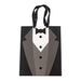 12 Tuxedo Paper Gift Tote Bags with Satin Handles - Black and White BAG_PAP03_7X9_BLK