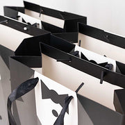 12 Tuxedo Paper Gift Tote Bags with Satin Handles - Black and White BAG_PAP03_7X9_BLK