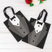 12 Tuxedo Paper Gift Tote Bags with Satin Handles - Black and White BAG_PAP03_7X9_BLK