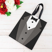12 Tuxedo Paper Gift Tote Bags with Satin Handles - Black and White BAG_PAP03_7X9_BLK