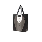 12 Tuxedo Paper Gift Tote Bags with Satin Handles - Black and White BAG_PAP03_7X9_BLK