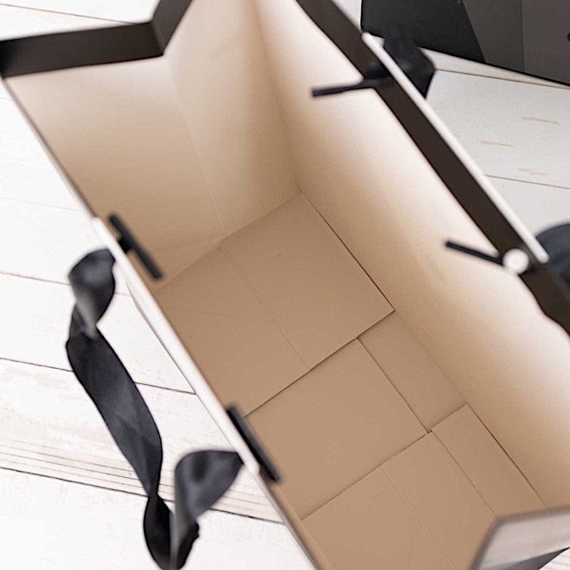 12 Tuxedo Paper Gift Tote Bags with Satin Handles - Black and White BAG_PAP03_7X9_BLK