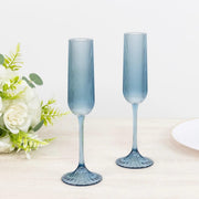 12 Vintage 4 oz Plastic Champagne Flutes Ribbed Disposable Glasses