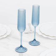 12 Vintage 4 oz Plastic Champagne Flutes Ribbed Disposable Glasses
