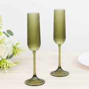 12 Vintage 4 oz Plastic Champagne Flutes Ribbed Disposable Glasses