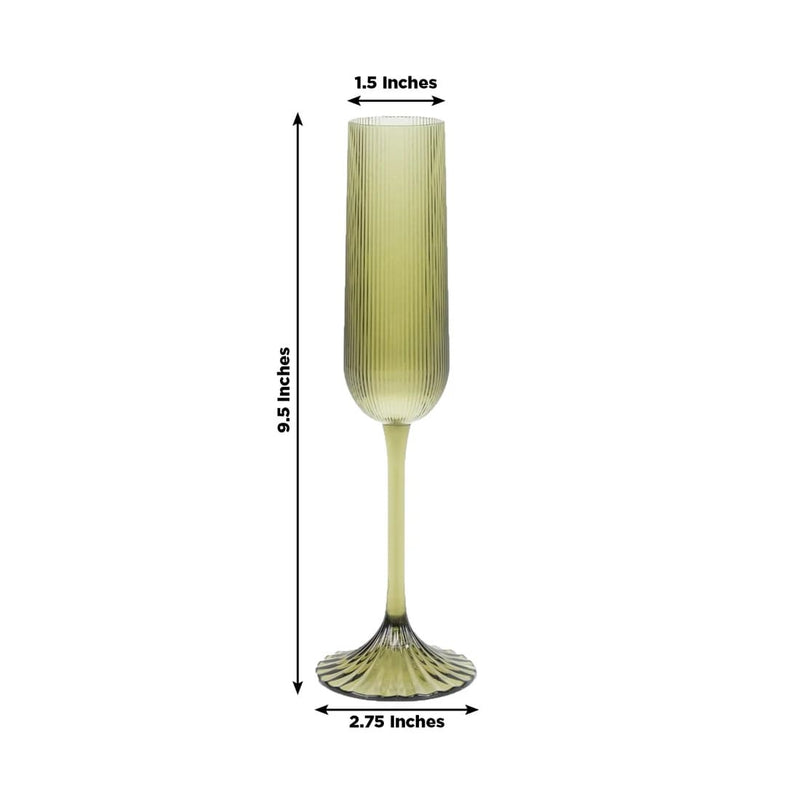 12 Vintage 4 oz Plastic Champagne Flutes Ribbed Disposable Glasses