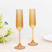 12 Vintage 4 oz Plastic Champagne Flutes Ribbed Disposable Glasses