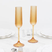 12 Vintage 4 oz Plastic Champagne Flutes Ribbed Disposable Glasses