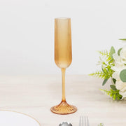 12 Vintage 4 oz Plastic Champagne Flutes Ribbed Disposable Glasses